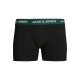 Jack & Jones Junior 3-pak boksershorts i sort med farvet linning til drenge