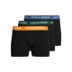 Jack & Jones Junior 3-pak boksershorts i sort med farvet linning til drenge