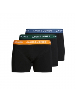 Jack & Jones Junior 3-pak boksershorts i sort med farvet linning til drenge