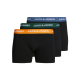 Jack & Jones Junior 3-pak boksershorts i sort med farvet linning til drenge