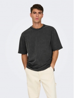 ONLY & SONS DISTRESS t-shirt i sort til herre