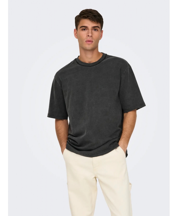 ONLY & SONS DISTRESS t-shirt i sort til herre