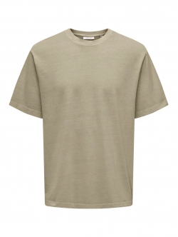 ONLY & SONS DISTRESS t-shirt i sand til herre