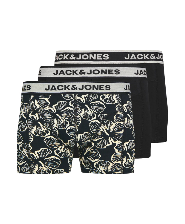 Jack & Jones 3pak sort og hvid boksershorts med simpelt mønster til herre