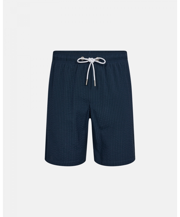 JBS of Denmark "Seersucker" stribet shorts i navy til herre