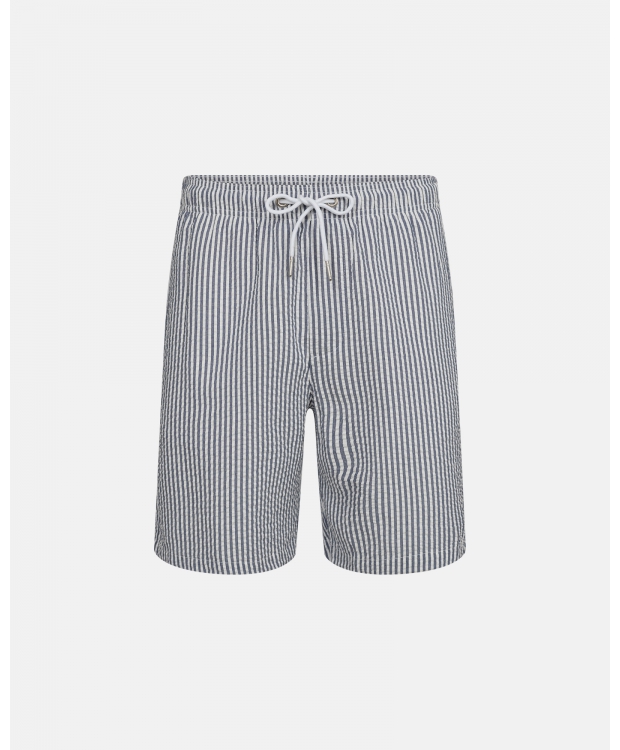 JBS of Denmark "Seersucker" stribet shorts i blå og hvid til herre