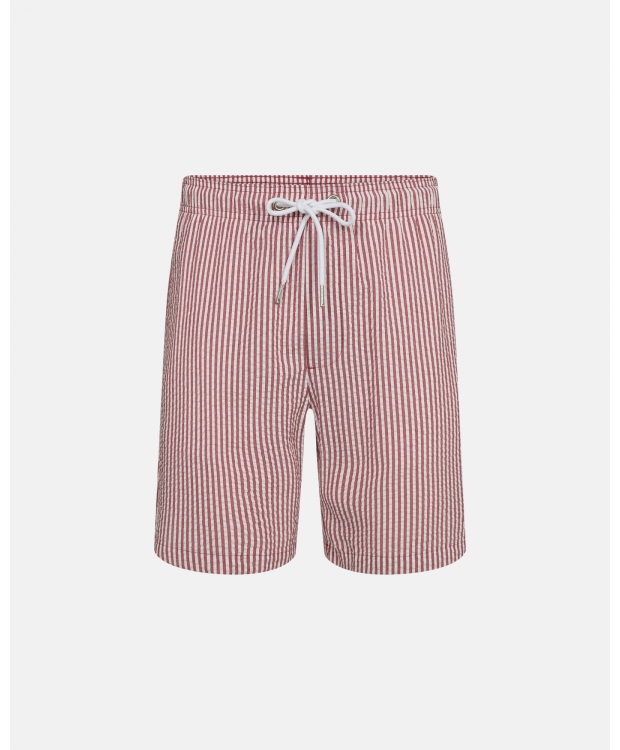 JBS of Denmark "Seersucker" stribet shorts i rød og hvid til herre