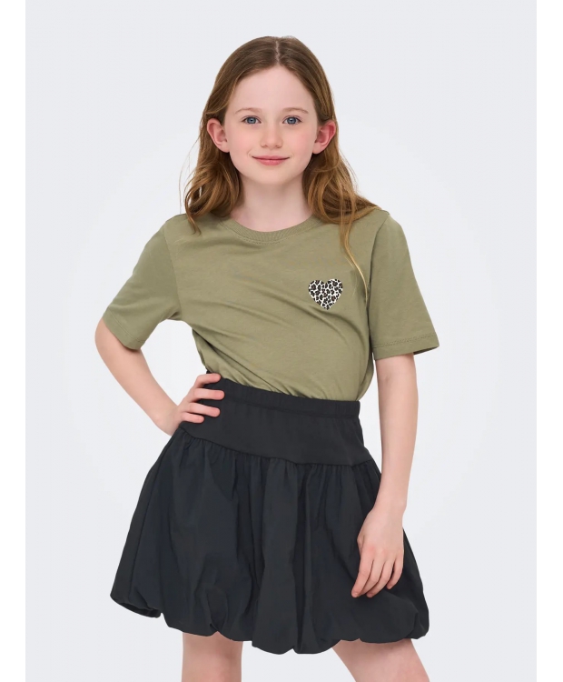 KIDS ONLY top Leo Heart  i army grøn til piger