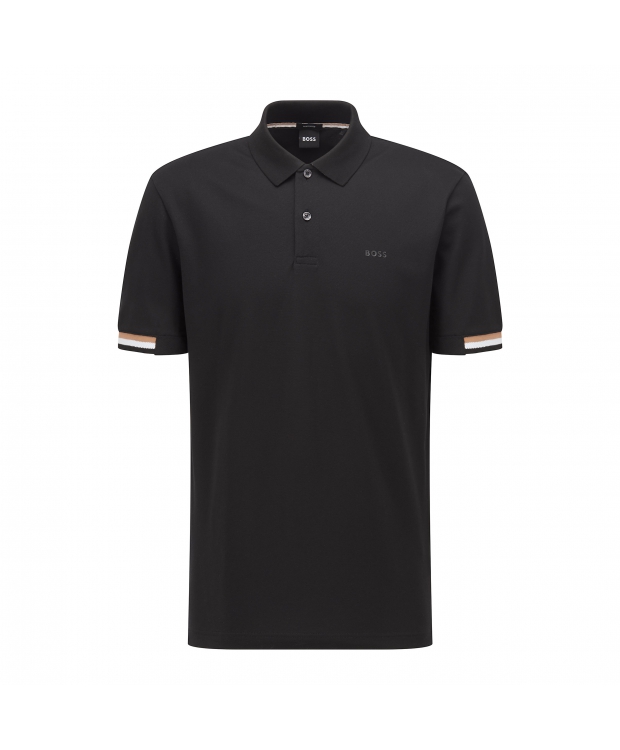 BOSS polo t-shirt i sort til herre | Regular fit |