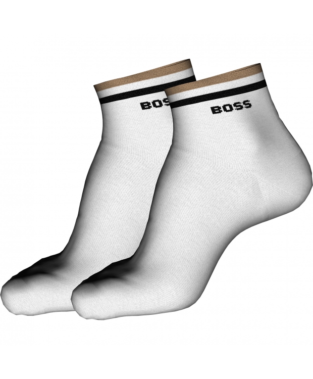 BOSS 2pak ankelstrømper i hvid til herre