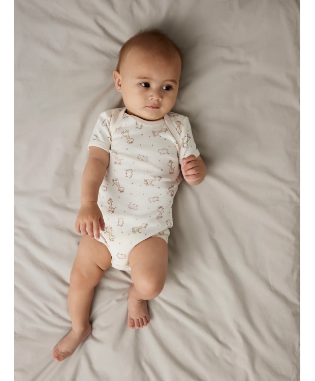 Name It 3pak Bodystocking i beige og hvid med giraffer til baby