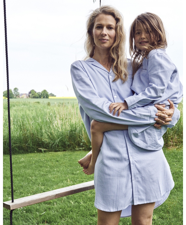 Se JBS of Denmark Women bambus pyjamas kjole med stribet mønster i blå til kvinder hos Sokkeposten.dk