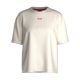 HUGO shuffle t-shirt i beige med hvidt logo til kvinder