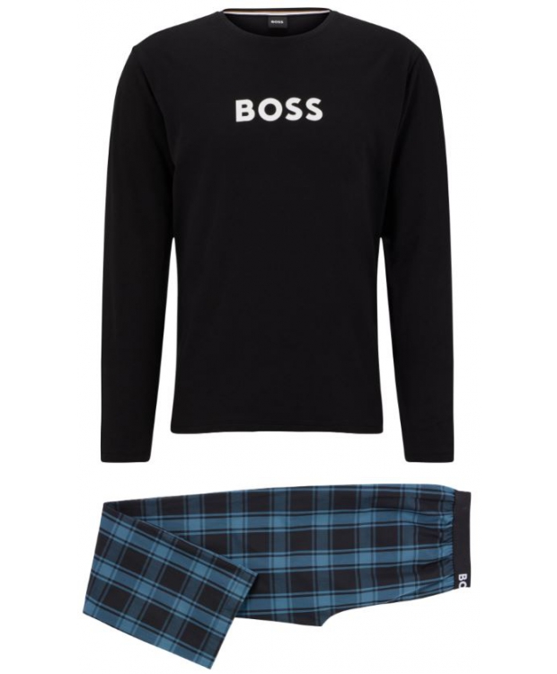 BOSS pyjamassæt i sort & mørkeblå til herre - OUTLET