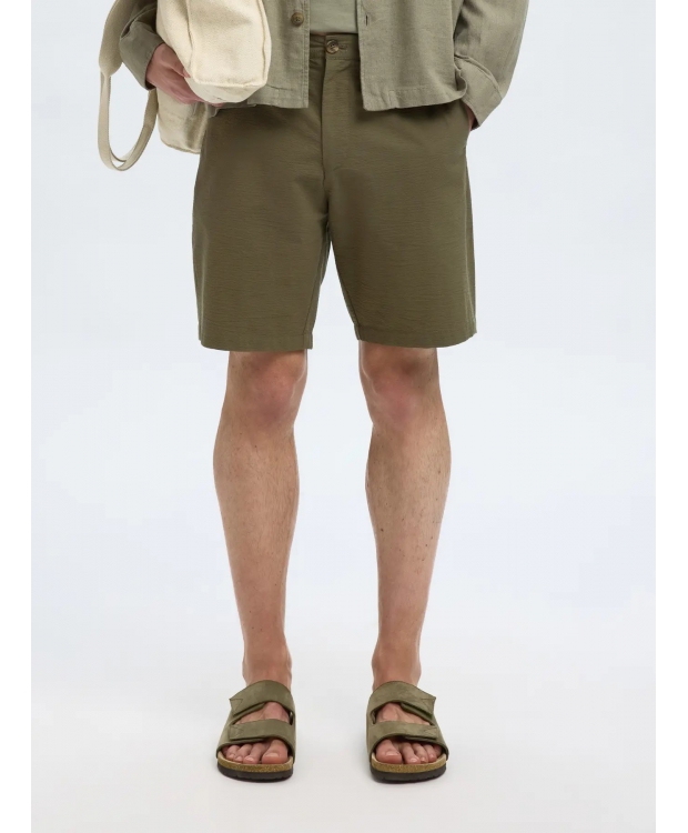 Selected Seersucker Shorts i grøn til herre - OUTLET billede