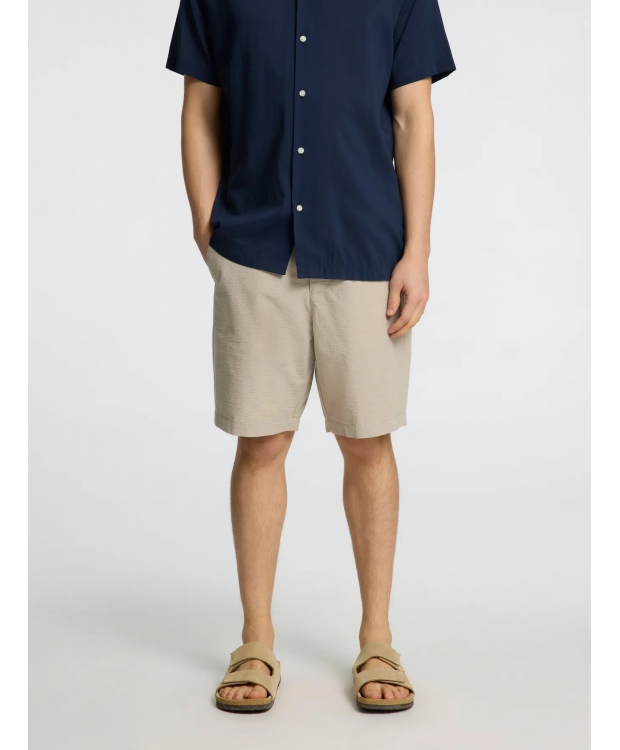 Selected Seersucker Shorts i sand til herre - OUTLET