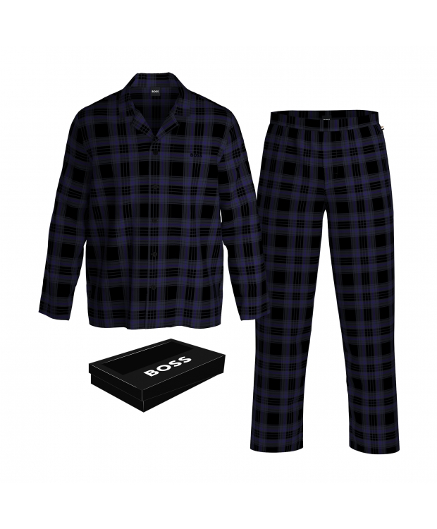 BOSS pyjamassæt i navy med ternet mønster til herre