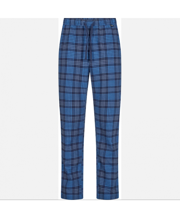 JBS pyjamasbukser i flannel i blå ternet nuancer til herre