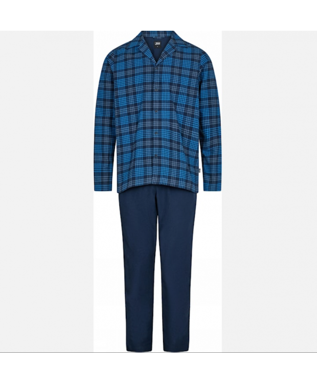 JBS pyjamas i flannel med blå striber til herre