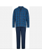 JBS pyjamas i flannel med blå striber til herre
