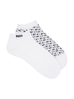 BOSS 2pak ankelstrømper monogram i hvid til herre