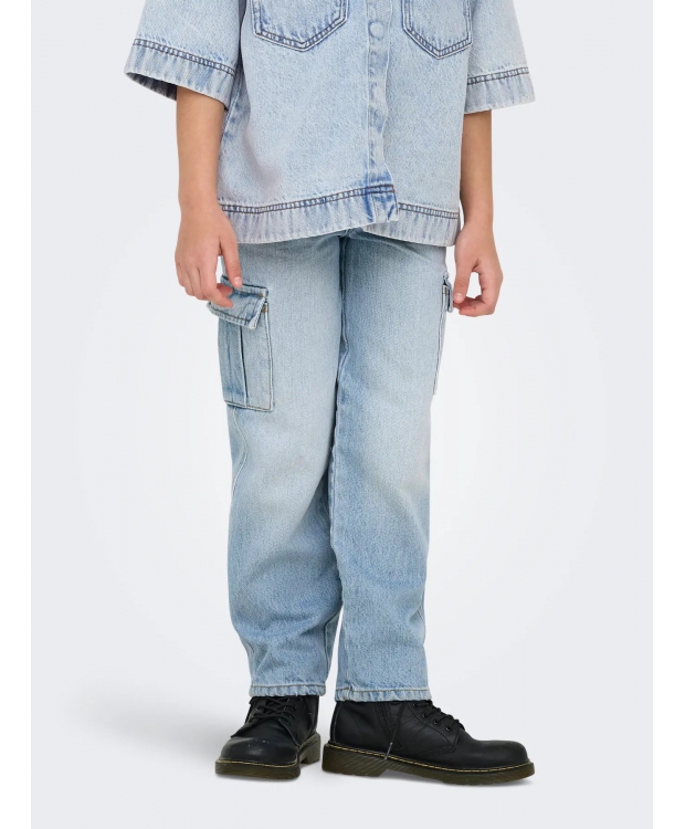 KIDS ONLY WIDE denim bukser i light blue til piger