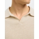 Selected strikket pullover polo i beige til herre.