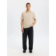 Selected strikket pullover polo i beige til herre.
