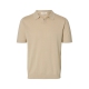 Selected strikket pullover polo i beige til herre.