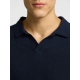 Selected strikket pullover polo i navy til herre