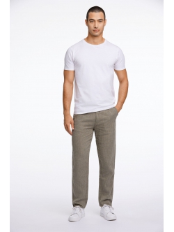 Lindbergh linen blend herringbone bukser i army til herre