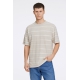 Lindbergh O-neck T-Shirt Towel Striped I beige til herre