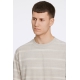 Lindbergh O-neck T-Shirt Towel Striped I beige til herre