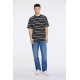 Lindbergh T-Shirt Towel Striped I navy til herre