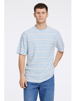Lindbergh T-Shirt Towel Striped I pastelblå til herre