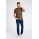 Lindbergh- STRIPED O-NECK TEE DK Brown