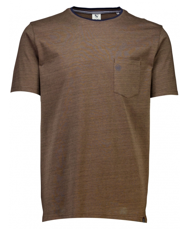Lindbergh- STRIPED O-NECK TEE DK Brown