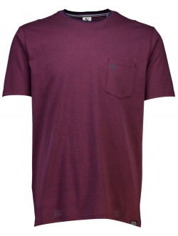 Lindbergh-STRIPED O-NECK TEE-DK WINE