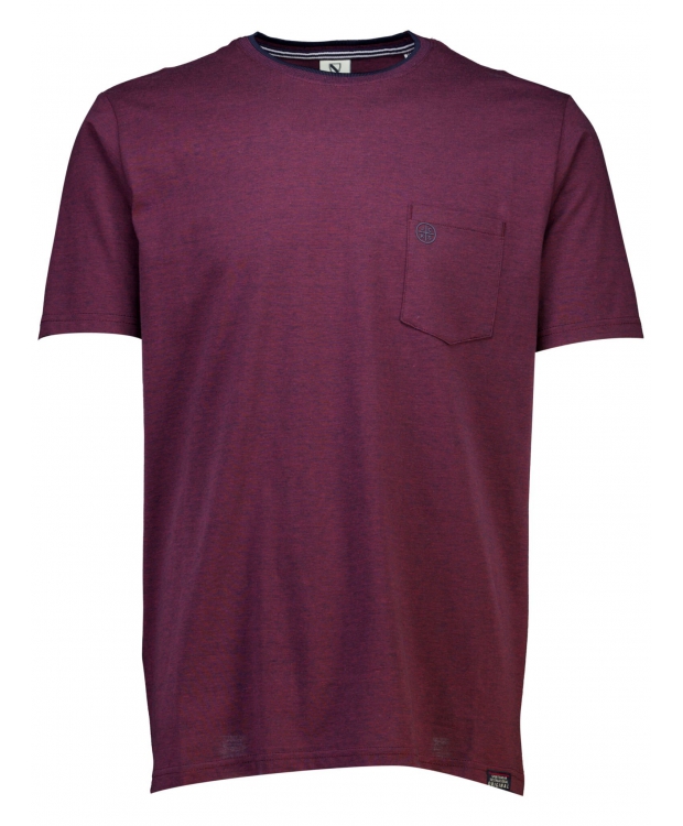 Lindbergh-STRIPED O-NECK TEE-DK WINE