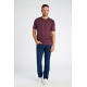 Lindbergh-STRIPED O-NECK TEE-DK WINE