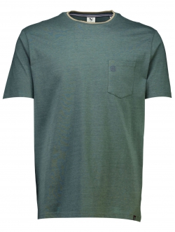 Lindbergh-STRIPED O-NECK TEE-DUSTY GREEN