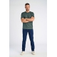 Lindbergh-STRIPED O-NECK TEE-DUSTY GREEN