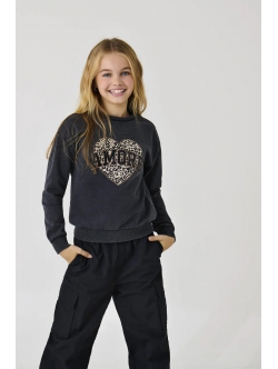 KIDS ONLY KOGRUNA sweatshirt i mørkegrå til piger
