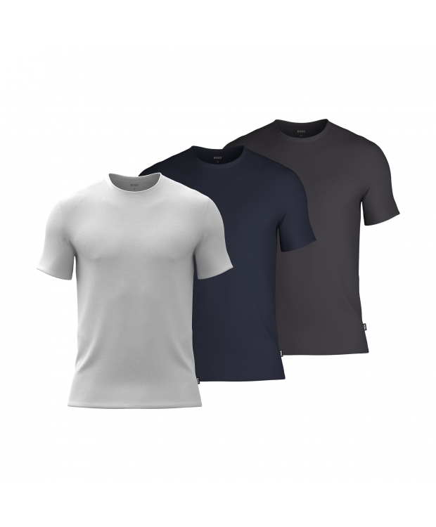 BOSS 3pak bambus t-shirts i multifarvet hvid, navy, og grå til herre