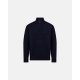 Dovre Knitted Zip Pullover i Navy Unisex