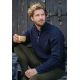 Dovre Knitted Zip Pullover i Navy Unisex