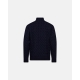 Dovre Knitted Zip Pullover i Navy Unisex