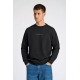 Lindbergh Sort sweatshirt med logoprint og O-hals i sort til herre