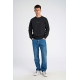 Lindbergh Sort sweatshirt med logoprint og O-hals i sort til herre