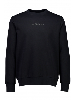 Lindbergh Sort sweatshirt med logoprint og O-hals i sort til herre